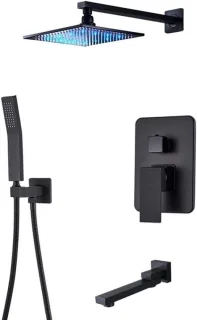 Doucheset met regendouche 12 inch vierkant mat zwart