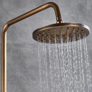 Doucheset met regendouche en handdouche in antiek messing