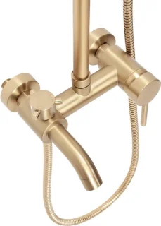 Doucheset met regendouche en handdouche in geborsteld goud messing