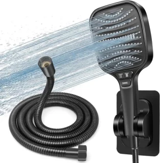 Doucheset met regendouchekop en handdouche - zwart