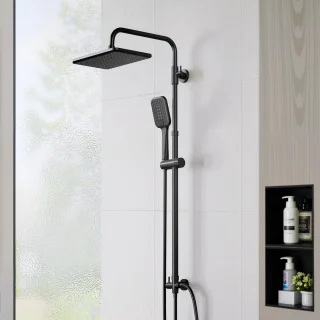 Doucheset met regenmaker wandmontage 30x20 cm zwart