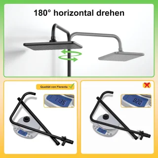 Doucheset met regenmaker wandmontage 30x20 cm zwart