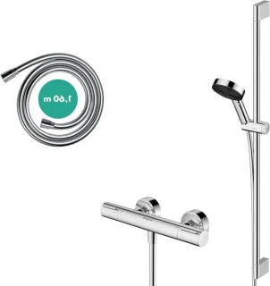 Doucheset met thermostaat en douchestang chroom
