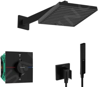 Doucheset met thermostaat voor inbouw, mat zwart
