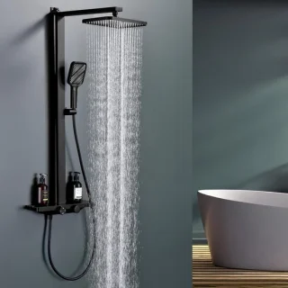 Doucheset met thermostaat zwart