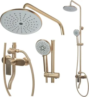 Doucheset Opbouw 22x22 cm Goud Geborsteld