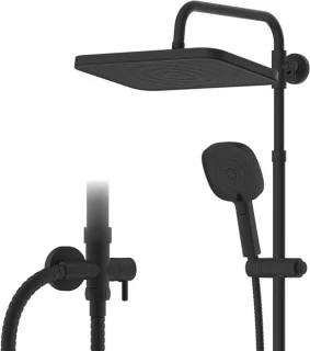 Doucheset regen douche - handdouche inclusief - 30 x 20 cm zwart