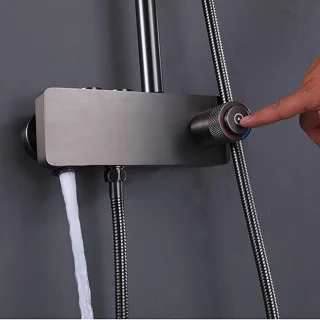 Doucheset Regendouche 20 cm Wandmontage Messing Grijs
