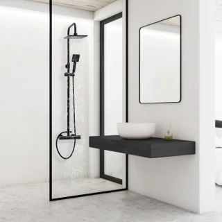 Doucheset Regendouche 20cm en Handdouche Zwart