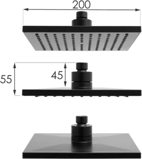 Doucheset Regendouche 20cm en Handdouche Zwart