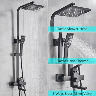 Doucheset Regendouche 30 cm Zwart Compleet Opbouw Douchepaneel