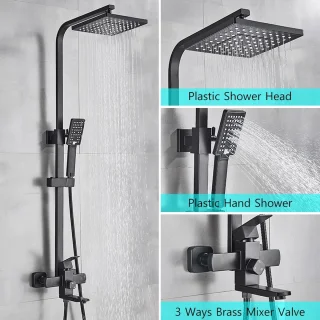 Doucheset Regendouche 30 cm Zwart Compleet Opbouw Douchepaneel