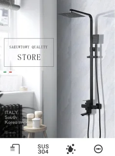 Doucheset Regendouche 30 cm Zwart Compleet Opbouw Douchepaneel