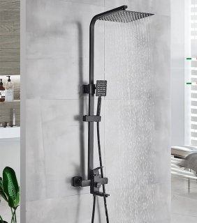 Doucheset Regendouche 30 cm Zwart Compleet Opbouw Douchepaneel