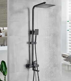 Doucheset Regendouche 30 cm Zwart Compleet Opbouw Douchepaneel