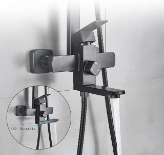 Doucheset Regendouche 30 cm Zwart Compleet Opbouw Douchepaneel