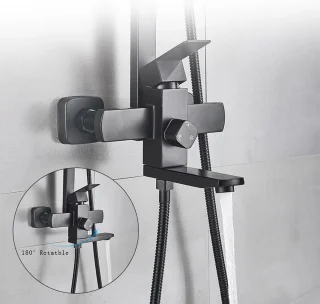 Doucheset Regendouche 30 cm Zwart Compleet Opbouw Douchepaneel