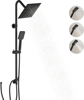 Doucheset regendouche 8 inch mat zwart