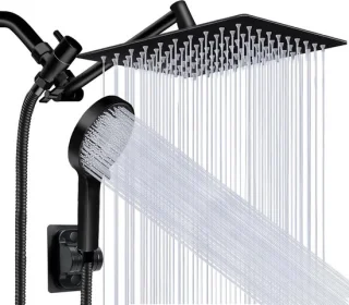 Doucheset Regendouche en Handdouche 25,5 cm Mat Zwart