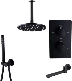 Doucheset regendouche kraan 8 inch mat zwart