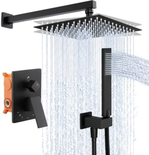 Doucheset regendouche mat zwart 255 cm