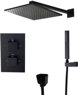 Doucheset regendouche met handdouche 20 cm mat zwart
