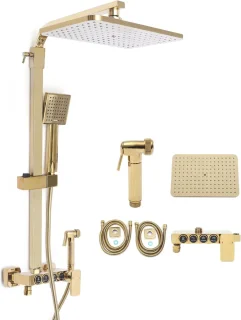 Doucheset Regendouche Wandmontage 315x22 cm Goud