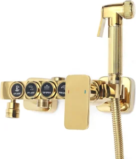 Doucheset Regendouche Wandmontage 315x22 cm Goud