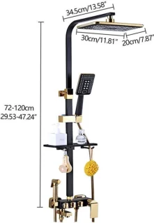 Doucheset – Regendoucheset – Douchekolom – Handdouche – Badkamerkraan – Messing Constructie – Verstelbare Hoogte & 3 Sproeimodi