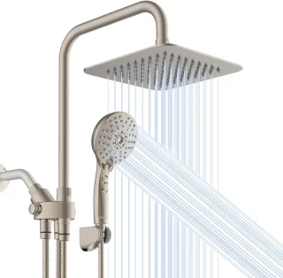 Doucheset Schuifstang en Handdouche - Geborsteld Nikkel