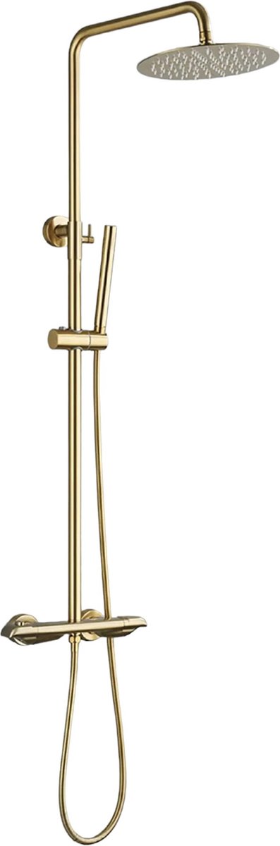 De Doucheset Sedal Thermostaat Regendouche Geborsteld Messing PVD in één oogopslag