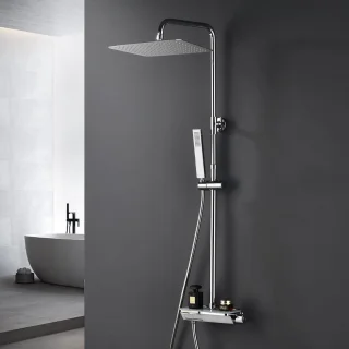 Doucheset thermostaat chroom 35x25 cm roestvrijstaal