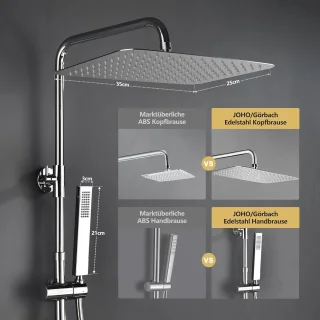 Doucheset thermostaat chroom 35x25 cm roestvrijstaal