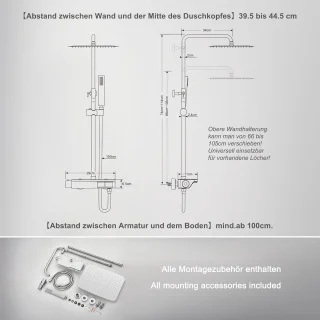 Doucheset thermostaat chroom 35x25 cm roestvrijstaal