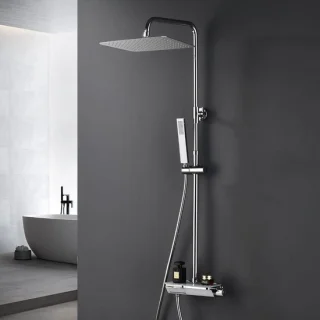 Doucheset thermostaat chroom 35x25 cm roestvrijstaal