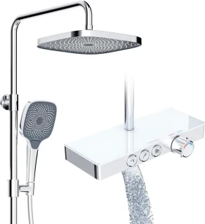 Doucheset thermostaat met regendouche en glazen plank