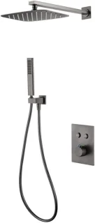 Doucheset thermostaat regendouche met handdouche 25x20 cm zwart