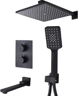 Doucheset thermostatisch 10 inch mat zwart