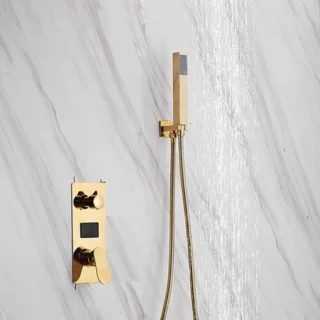 Doucheset thermostatisch messing goudkleurig