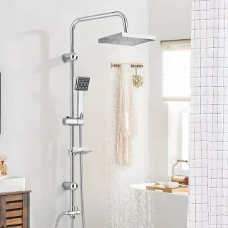 Doucheset vierkant chroom met regendouche 20cm en handdouche