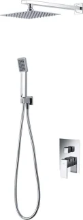 Doucheset vierkant - regendouche set inbouw - 25 cm - verchroomd