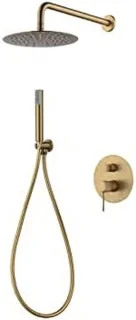 Doucheset wandkraan regendouche 25 cm handdouche goud geborsteld