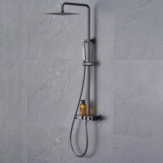 Doucheset wandmontage 20 cm kop antracietgrijs