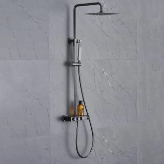 Doucheset wandmontage 20 cm kop antracietgrijs