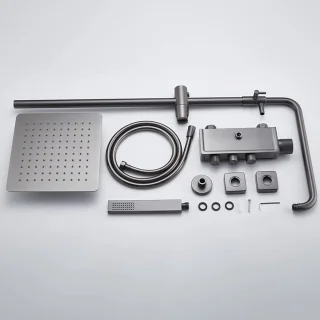 Doucheset wandmontage 20 cm kop antracietgrijs