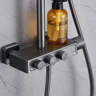 Doucheset wandmontage 20 cm kop antracietgrijs