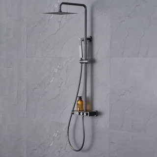 Doucheset wandmontage 20 cm kop antracietgrijs