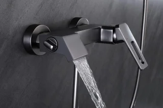 Doucheset wandmontage geborsteld gun grey