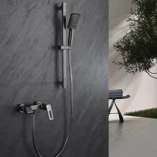 Doucheset wandmontage geborsteld gun grey