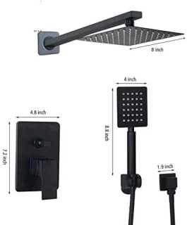 Doucheset wandmontage regendouche 20 cm zwart